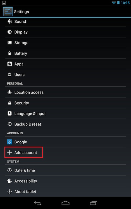 ss Thêm tài khoản Google vào thiết bị Android