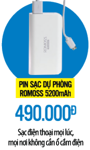 Pin sạc dự phòng ROMOSS 5200 mAH chỉ có 490,000đ - Tiện lợi mọi lúc mọi nơi