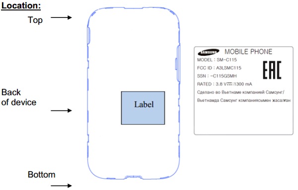 Sơ đồ trình lên FCC của Galaxy S5 Zoom
