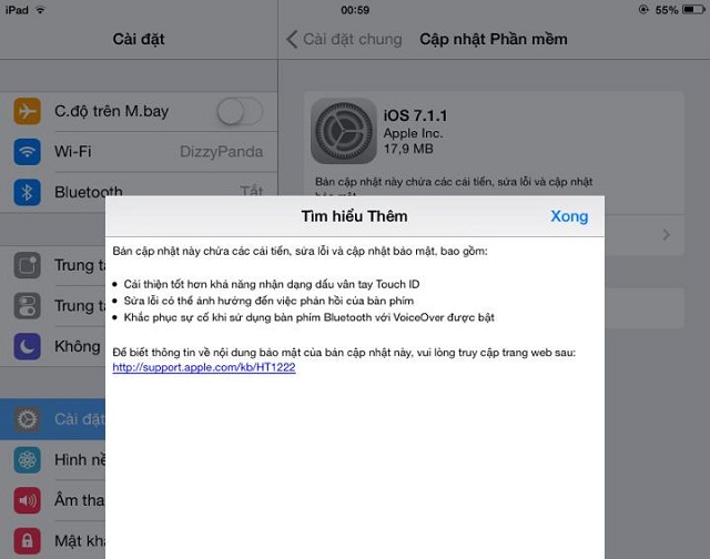 iOS 7.1.1 cải thiện về Touch ID