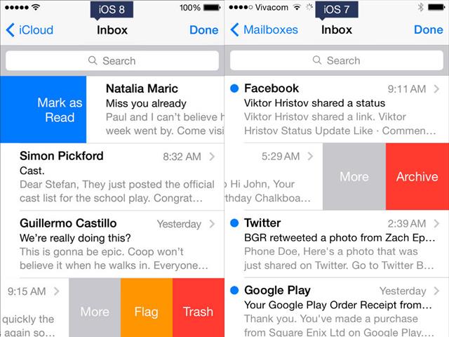 iOS 8 vs iOS 7