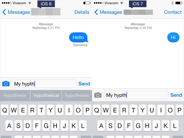 iOS 8 vs iOS 7