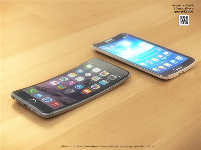 iPhone 6 cong bên cạnh Galaxy Round