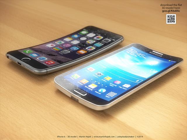 iPhone 6 cong bên cạnh Galaxy Round