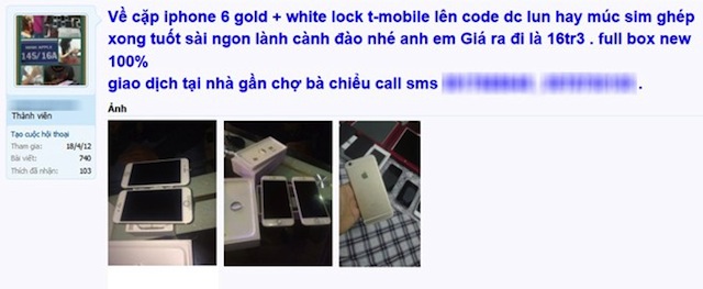Một người rao bán iPhone 6 khoá mạng