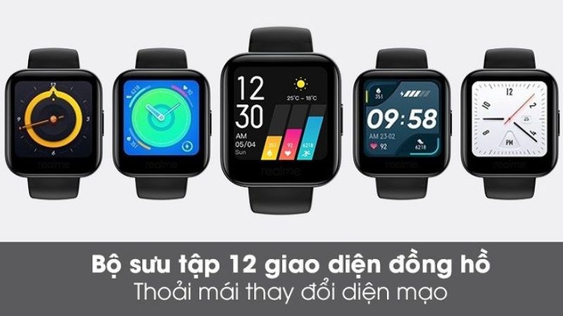 Smartwatch Realme được trang bị 12 mặt đồng hồ