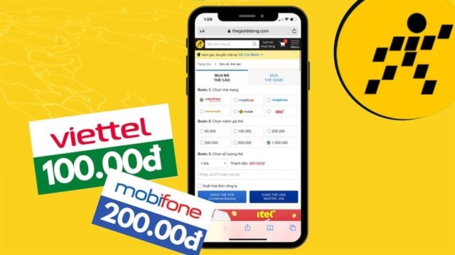 Cách mua mã thẻ cào điện thoại online Viettel, Mobi, Vina đang giảm giá