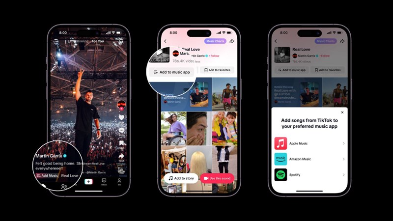 Người dùng có thể lưu trực tiếp các bài hát từ TikTok vào Apple Music và Spotify