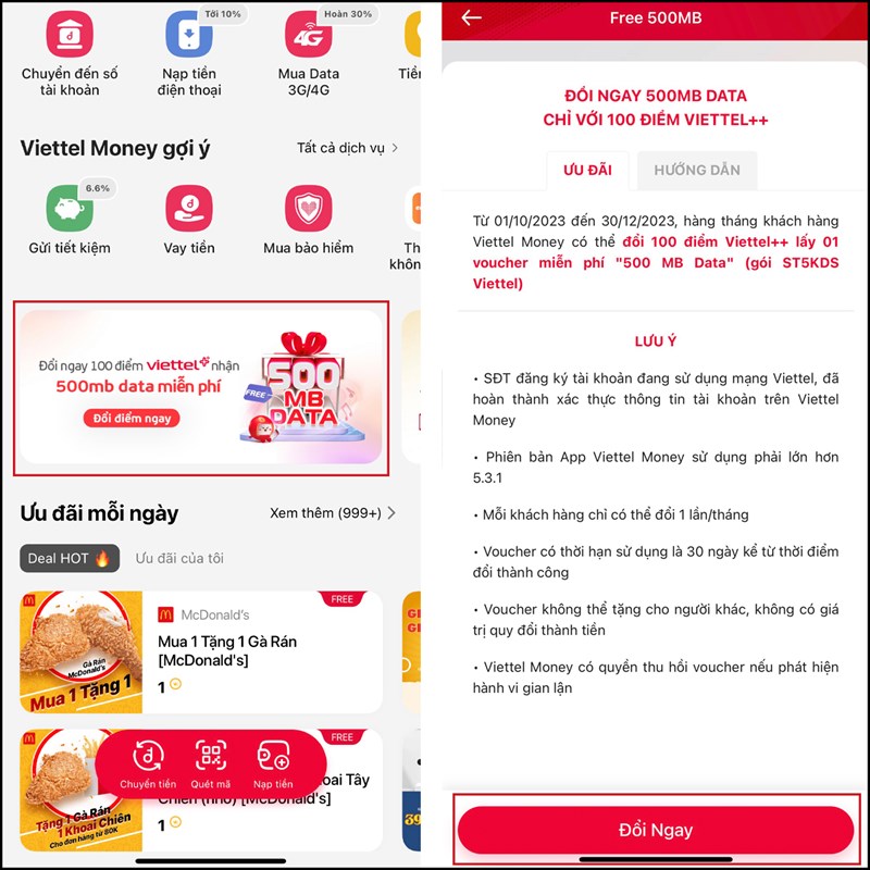 Cách đổi 500MB Data Viettel Cách đổi 500MB Data Viettel