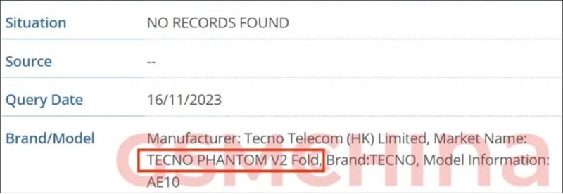 Thông tin về Tecno Phantom V2 Fold trên GSMChina Thông tin về Tecno Phantom V2 Fold trên GSMChina