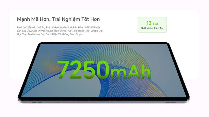 Viên pin lớn 7.250 mAh trên Honor Pad X9 có thể cung cấp cả ngày dài sử dụng Viên pin lớn 7.250 mAh trên Honor Pad X9 có thể cung cấp cả ngày dài sử dụng