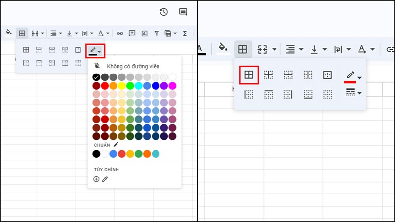 Cách tạo màu viền ô trong Google Sheets