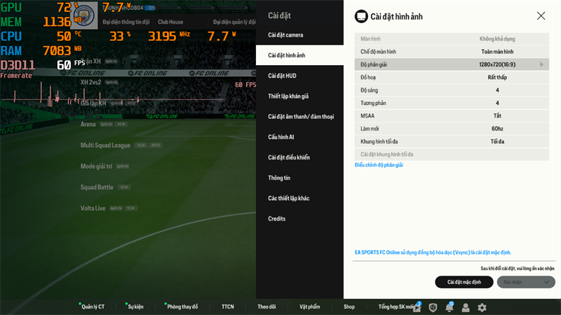 Thiết lập đồ họa tựa game FC Online trên HP 15s fq5229TU. Thiết lập đồ họa tựa game FC Online trên HP 15s fq5229TU.