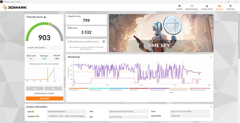 Kết quả bài test 3DMark của Dell Vostro 3430. Kết quả bài test 3DMark của Dell Vostro 3430.