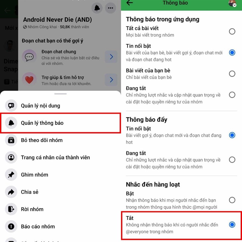 Cách tắt thông báo tag all trên Facebook
