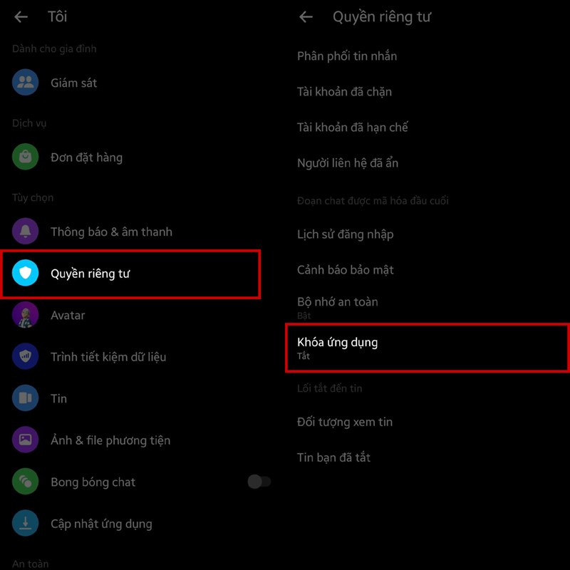 Cách khóa Messenger trên điện thoại