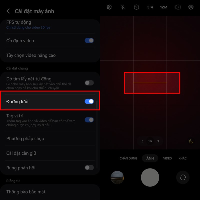 Cách bật thanh cân bằng camera trên One UI 6