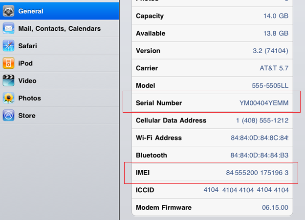 Xem IMEI trên iPad