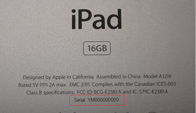 Xem imei trên mặt sau iPad