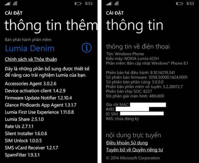 Lumia Denim cập nhật lên Lumia 625