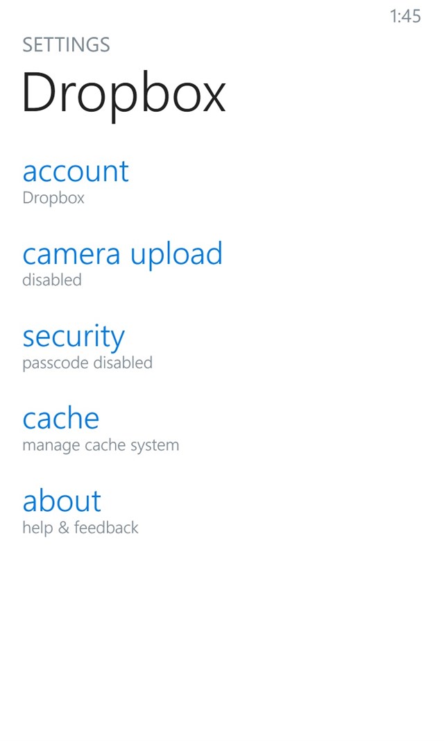 Dropbox for Windows Phone