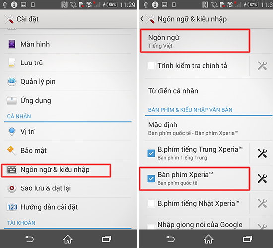 tips sony xperia z1 go tieng viet