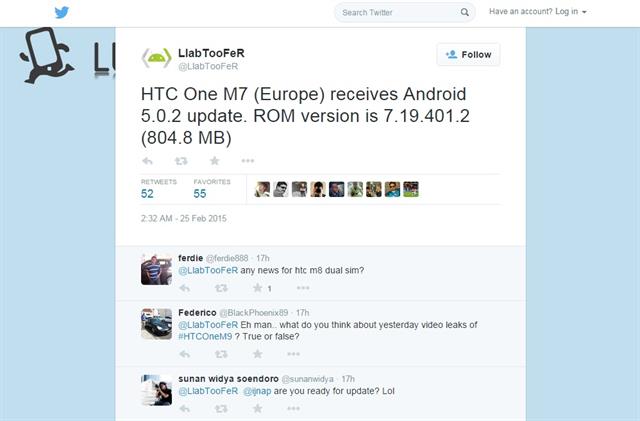 HTC One M7 bắt đầu được cập nhật Android 5.0.2 Lollipop