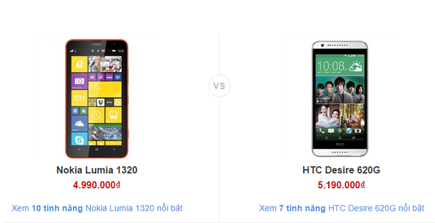 Lumia 1320 vs HTC Desire 620G Lumia 1320 vs HTC Desire 620G