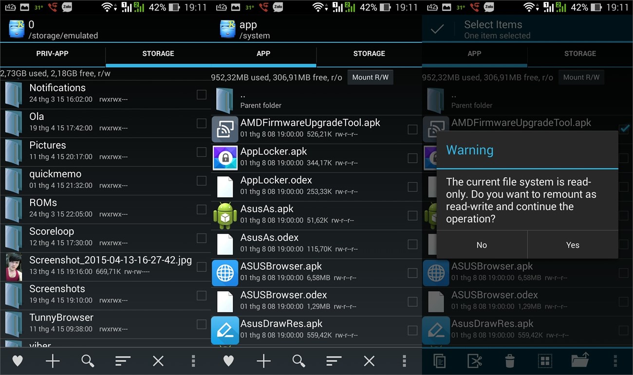 Root Explorer Giao diện Root Explorer