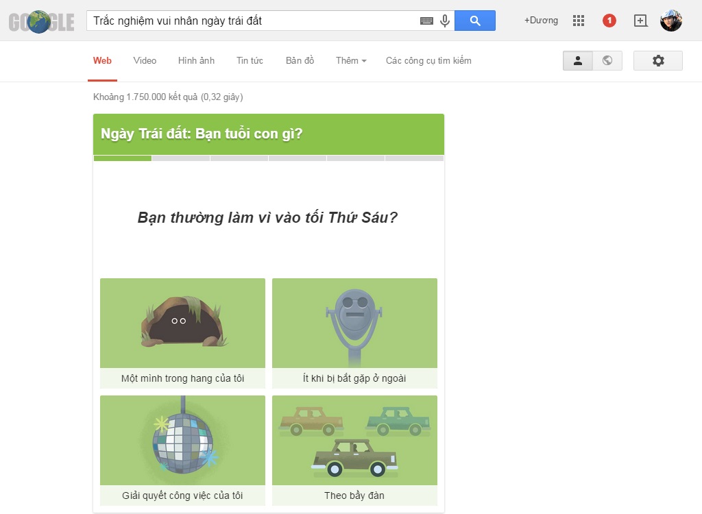 Hoàn thành 6 câu hỏi trắc nghiệm mà Hoàn thành 6 câu hỏi trắc nghiệm Google Doodle đưa ra Bạn thường làm gì vào tối Thứ Sáu?