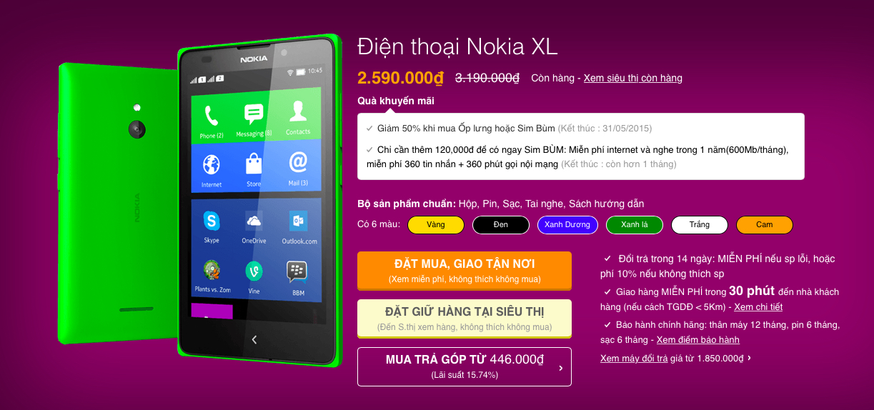 Nokia XL đại hạ giá