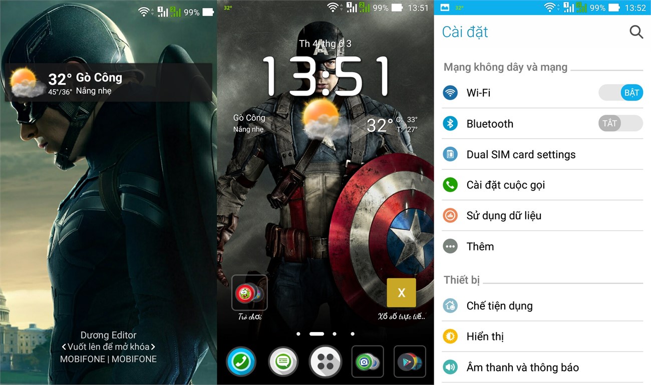 Giao diện Asus ZenUI kết hợp với Material Design của Google