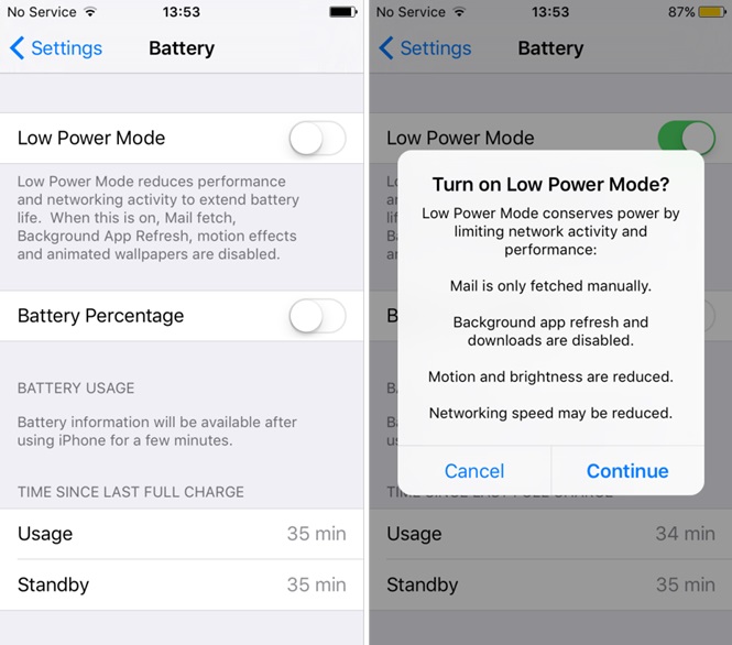 Chế độ Low Power Mode Chế độ Low Power Mode