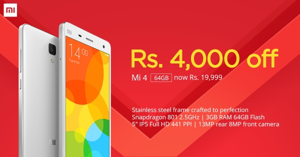 Xiaomi Mi 4 được bán phá giá ở Ấn Độ Xiaomi Mi 4 được bán phá giá ở Ấn Độ