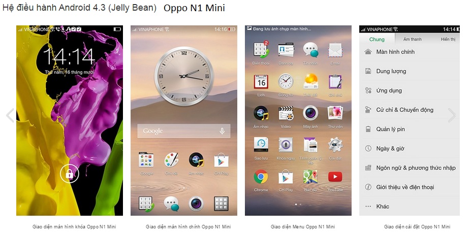 Hệ điều hành Oppo N1 Mini Hệ điều hành Oppo N1 Mini
