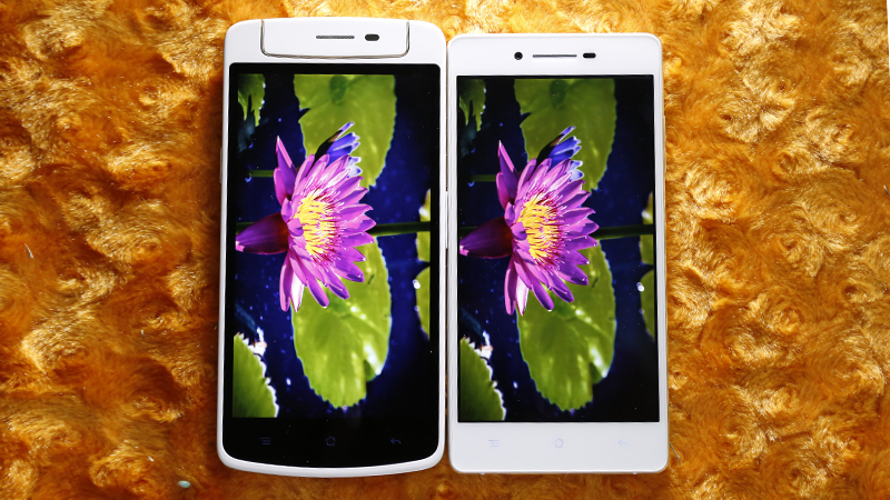 Hình ảnh so sánh màn hình của Oppo N1 mini và Oppo R1K Hình ảnh so sánh màn hình của Oppo N1 mini và Oppo R1K
