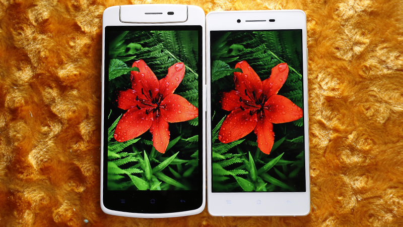 Hình ảnh so sánh màn hình của Oppo N1 mini và Oppo R1K Hình ảnh so sánh màn hình của Oppo N1 mini và Oppo R1K