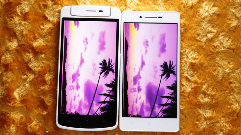 Hình ảnh so sánh màn hình của Oppo N1 mini và Oppo R1K Hình ảnh so sánh màn hình của Oppo N1 mini và Oppo R1K
