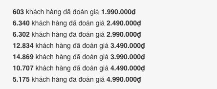 Dự đoán giá của một trang bán điện thoại lớn trong nước