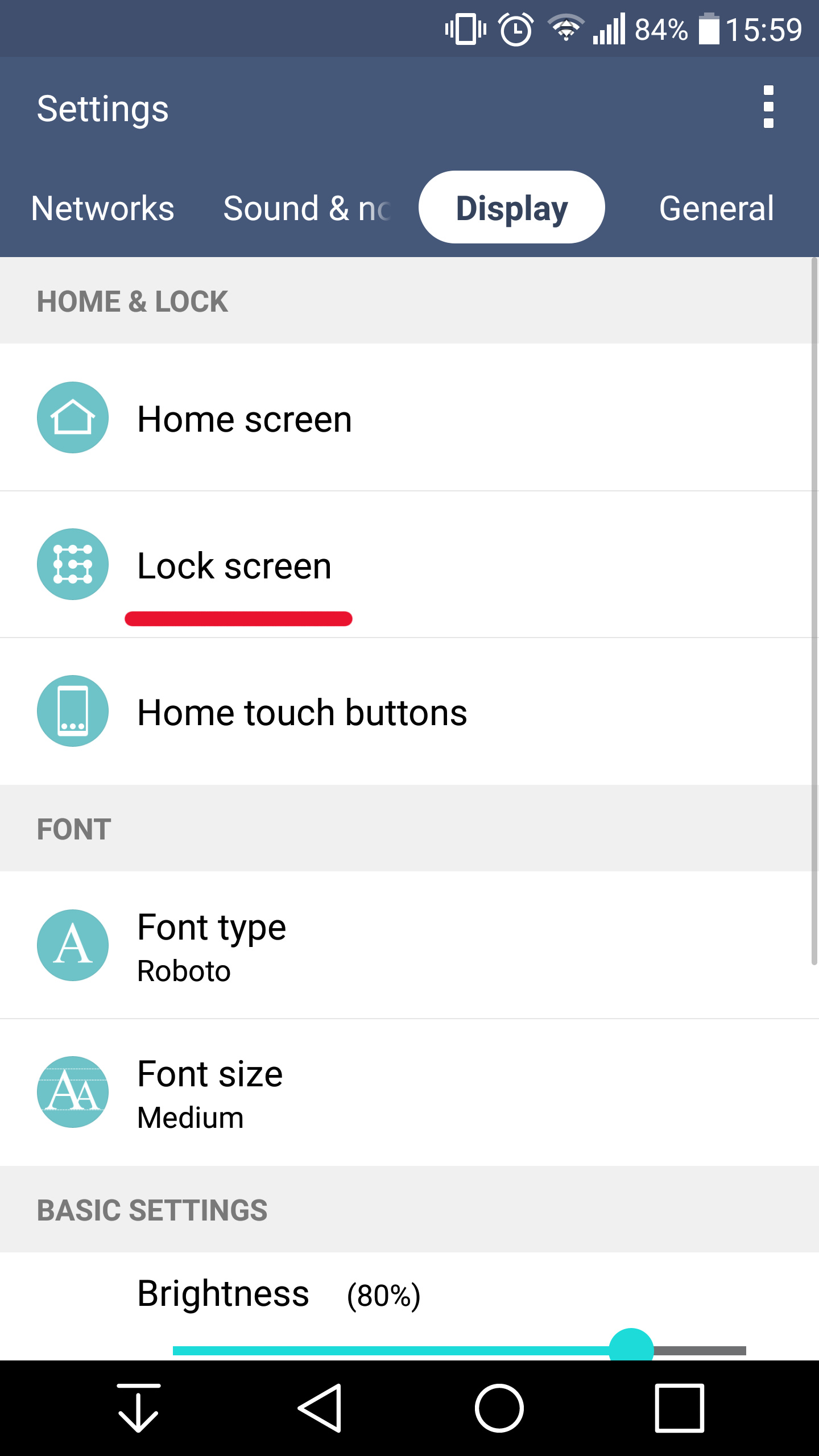 Vào Settings và cuộn xuống chọn mục Display Vào Settings và cuộn xuống chọn mục Display