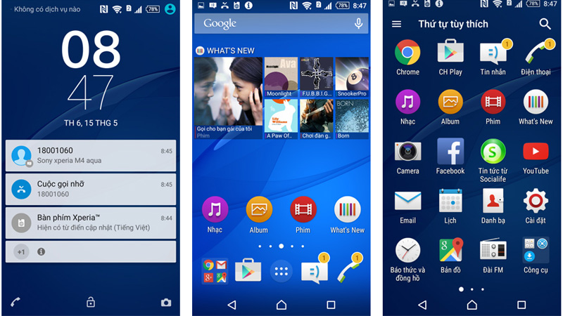 Giao diện Android 5.0 trên Sony Xperia M4 Aqua Giao diện Android 5.0 trên Sony Xperia M4 Aqua