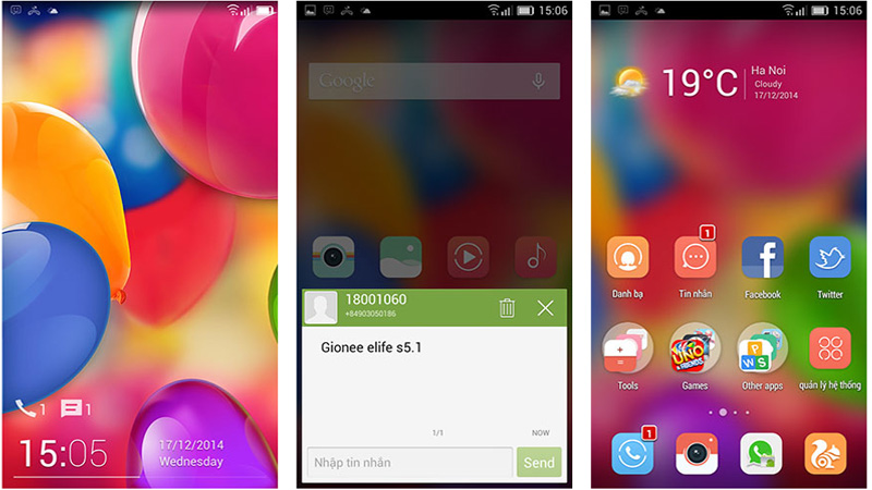 Giao diện Android 4.4 trên Gionee Elife S5.1 Giao diện Android 4.4 trên Gionee Elife S5.1