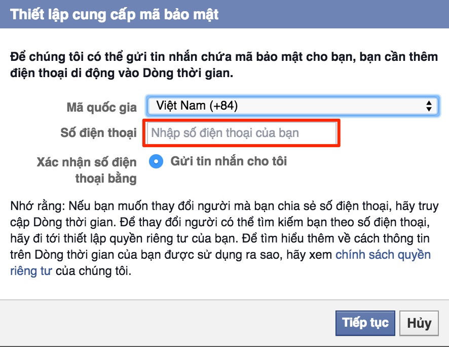 Thiết lập cung cấp bảo mật