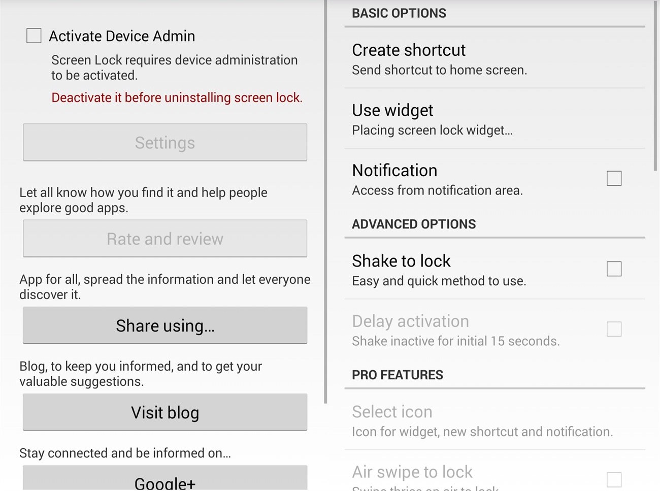 Screen Lock Settings