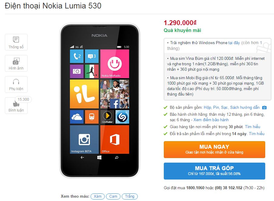 Lumia 530 được giảm giá mạnh Lumia 530 được giảm giá mạnh