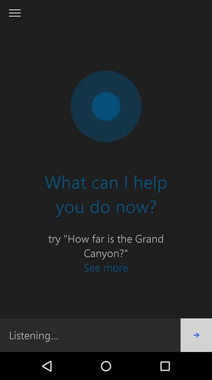 Hình ảnh của phiên bản Cortana beta trên Android