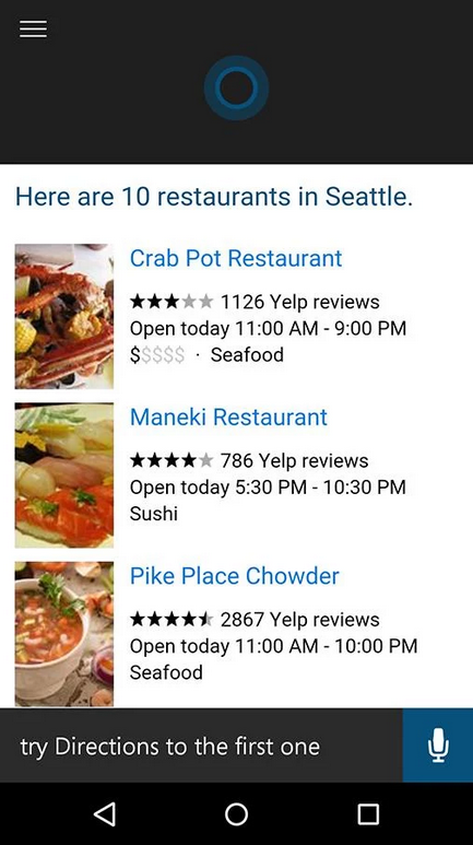 Hình ảnh của phiên bản Cortana beta trên Android