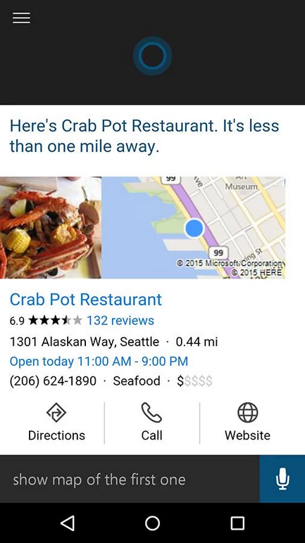 Hình ảnh của phiên bản Cortana beta trên Android