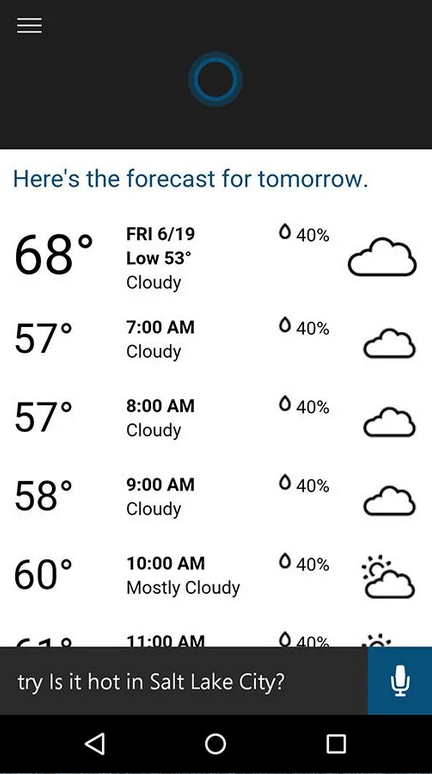 Hình ảnh của phiên bản Cortana beta trên Android