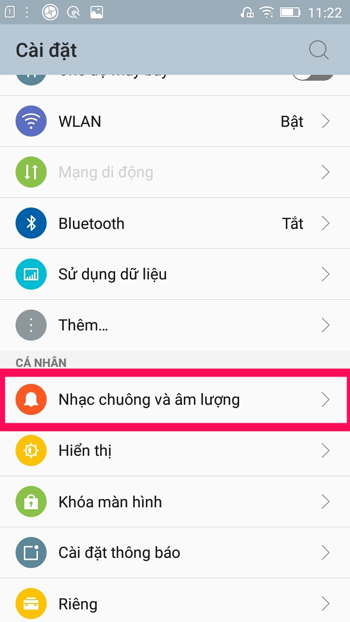 Cài đặt nhạc chuông và âm lượng